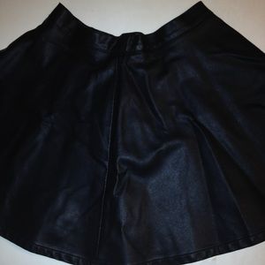 Black Leather Skater Skirt